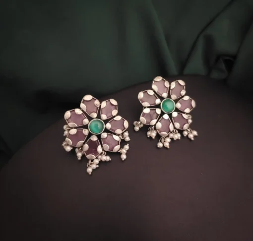 Glamaya Silver Lookalike Monalisa Flower Stud Earring 08 1 GLAM-ER-OX-30-344830-50-6