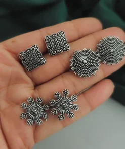 Glamaya Oxidised Cute Stud Earrings Pack Of 3 1 GLAM-CE-OX-30-687604-60-3