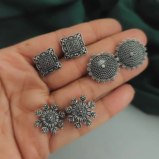Glamaya Oxidised Cute Stud Earrings Pack Of 3 1 GLAM-CE-OX-30-687604-60-3