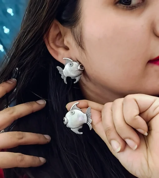 Glamaya Silver Replica Fish Earring 2 GLAM-ER-OX-9-216879-11-10 Glamaya Silver Replica Fish Earring 2 GLAM-ER-OX-9-216879-11-10