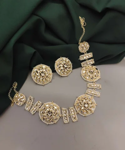 Glamaya Pearl Choker Necklace Earrings Set 1 GLAM-CN-PE-21F4-418689-30-7