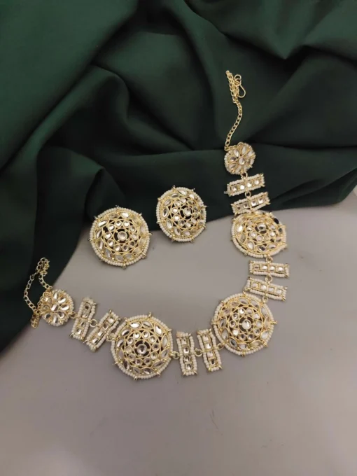 Glamaya Pearl Choker Necklace Earrings Set 1 GLAM-CN-PE-21F4-418689-30-7