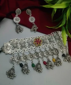 Glamaya Mia Multicolour Choker Necklace Earring Set 1 GLAM-CN-OX-15-865687-21-10