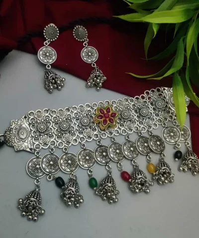 Glamaya Mia Multicolour Choker Necklace Earring Set 1 GLAM-CN-OX-15-865687-21-10