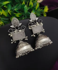 Glamaya Alia Bhatt Inspired Silver 92.5 Plated Lightweight Jhumka 1 GLAM-ER-OX-35-145739-55-10