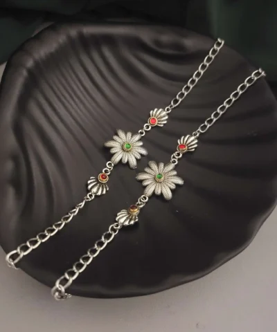 Glamaya Oxidised Flower Anklets 1 GLAM-AN-OX-30-151511-50-2