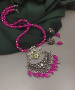 Glamaya Oxidsed Glass Beads Long Necklace Earrings Set 4 GLAM-CN-BE-75-675239-105-2