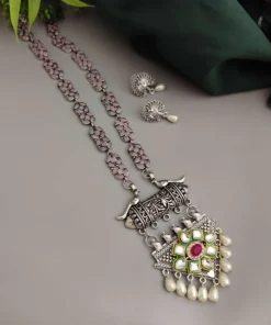 Glamaya Aadrika Long Oxidised Long Necklace Earring Set 6 GLAM-CN-OX-15-613041-21-10 Glamaya Aadrika Long Oxidised Long Necklace Earring Set 6 GLAM-CN-OX-15-613041-21-10