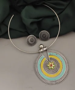 Glamaya Oxidised Hasli Necklace Earrings Set 4 GLAM-CN-OX-18F6-036964-25-7