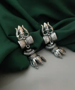 Glamaya Oxidised Trishul Damru Antique Polish Earrings 1 GLAM-ER-OX-9-219641-15-5
