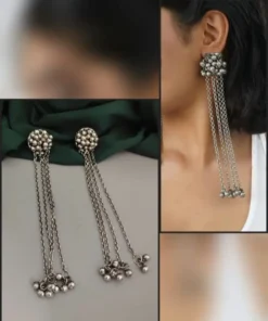 Glamaya Oxidised Ghungroo Chain Tassel Earrings 1 GLAM-ER-OX-20-349596-33-3