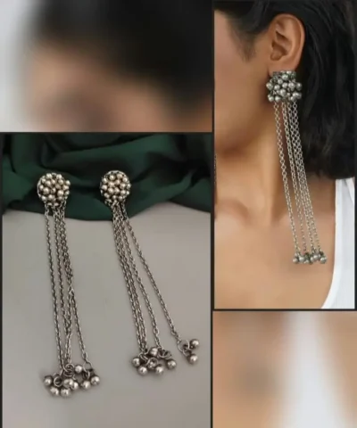 Glamaya Oxidised Ghungroo Chain Tassel Earrings 1 GLAM-ER-OX-20-349596-33-3