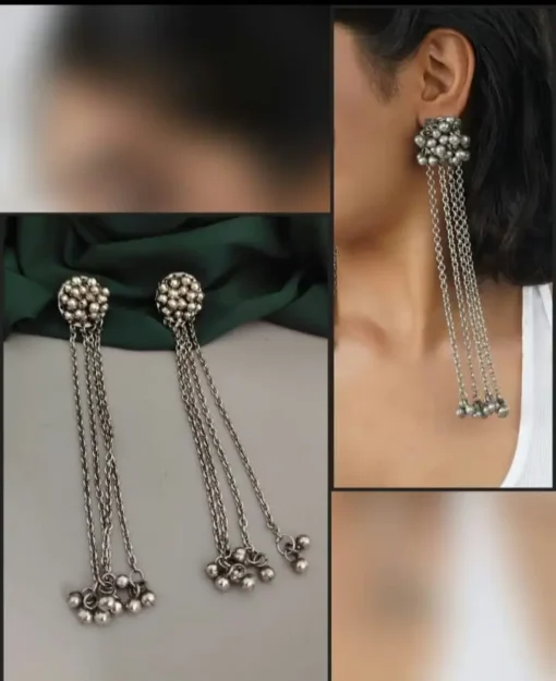 Glamaya Oxidised Ghungroo Chain Tassel Earrings 1 GLAM-ER-OX-20-349596-33-3