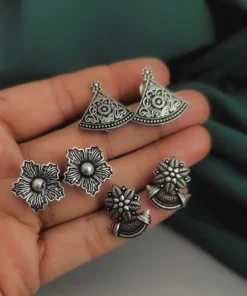 Glamaya Oxidised Cute Stud Earrings Pack Of 3 1 GLAM-CE-OX-18-665069-36-5