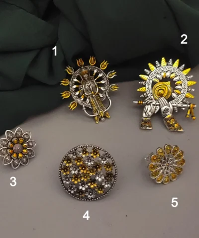 Glamaya Oxidised Two Tone Adjustable Finger Ring 1 GLAM-RI-TT-8-006132-15-5