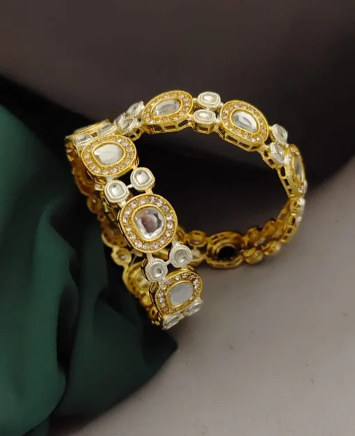 Glamaya Kundan Gold Plated Bangles Size 2.6 1 GLAM-BB-CO-150-284429-190-2