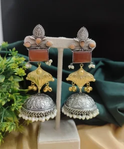 Glamaya Shanaya Silver Replica Two Tone Jhumka Earring 10 GLAM-ER-TT-80-332500-110-5 Glamaya Shanaya Silver Replica Two Tone Jhumka Earring 10 GLAM-ER-TT-80-332500-110-5