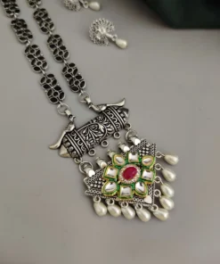 Glamaya Aadrika Long Oxidised Long Necklace Earring Set 11 GLAM-CN-OX-15-613041-21-10 Glamaya Aadrika Long Oxidised Long Necklace Earring Set 11 GLAM-CN-OX-15-613041-21-10