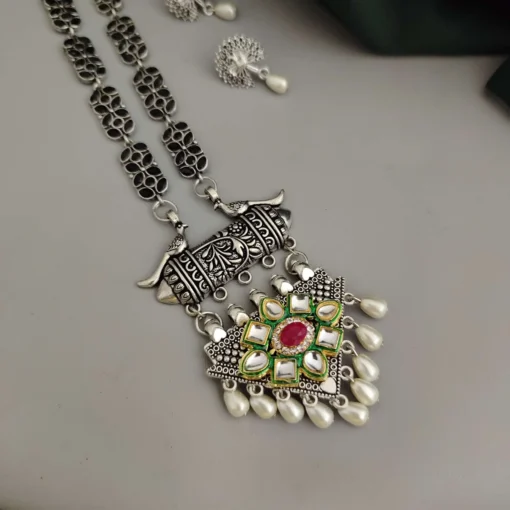 Glamaya Aadrika Long Oxidised Long Necklace Earring Set 11 GLAM-CN-OX-15-613041-21-10 Glamaya Aadrika Long Oxidised Long Necklace Earring Set 11 GLAM-CN-OX-15-613041-21-10