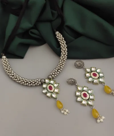 Glamaya Oxidised Ghungroo Fusion Necklace Earring Set 1 GLAM-CN-OX-18-233443-33-5