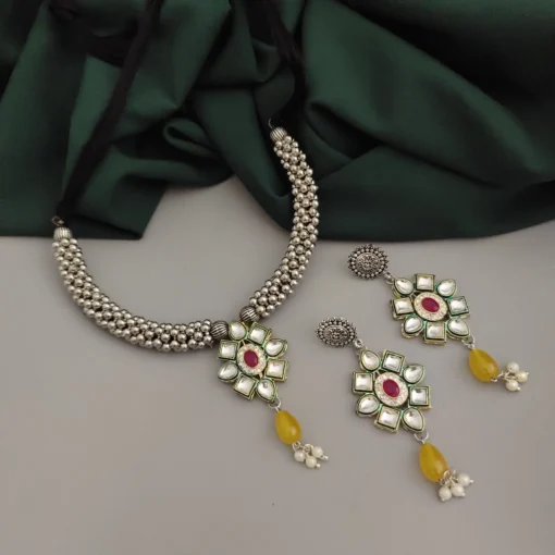 Glamaya Oxidised Ghungroo Fusion Necklace Earring Set 1 GLAM-CN-OX-18-233443-33-5
