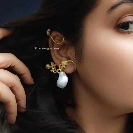 Glamaya Mohini Matte Polish Pearl Earcuff Earring 3 GLAM-ER-CO-36-858420-60-5 Glamaya Mohini Matte Polish Pearl Earcuff Earring 3 GLAM-ER-CO-36-858420-60-5