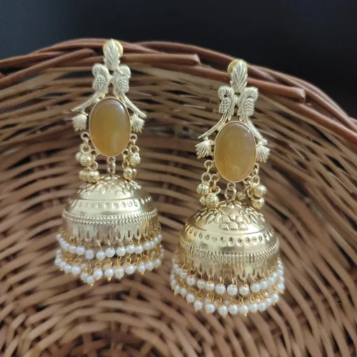 Glamaya Raha Golden Light Weight Jhumka 8 GLAM-ER-MF-90-530431-123-5 Glamaya Raha Golden Light Weight Jhumka 8 GLAM-ER-MF-90-530431-123-5