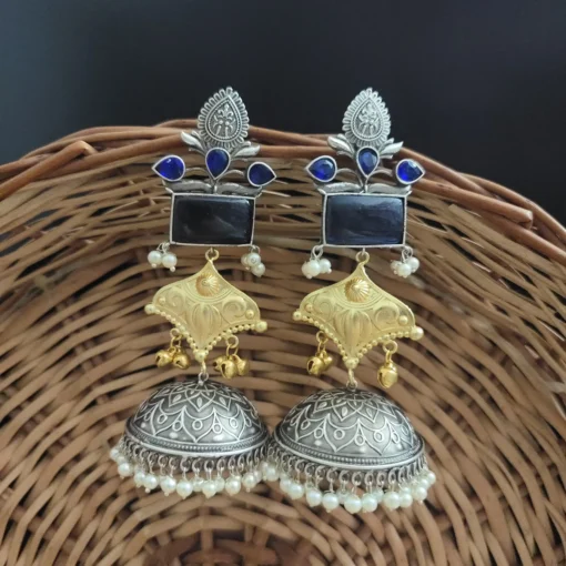 Glamaya Shanaya Silver Replica Two Tone Jhumka Earring 14 GLAM-ER-TT-80-332500-110-5 Glamaya Shanaya Silver Replica Two Tone Jhumka Earring 14 GLAM-ER-TT-80-332500-110-5