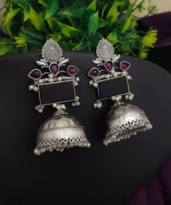 Glamaya Alia Bhatt Inspired Silver 92.5 Plated Lightweight Jhumka 1 GLAM-ER-OX-70-856794-110-5