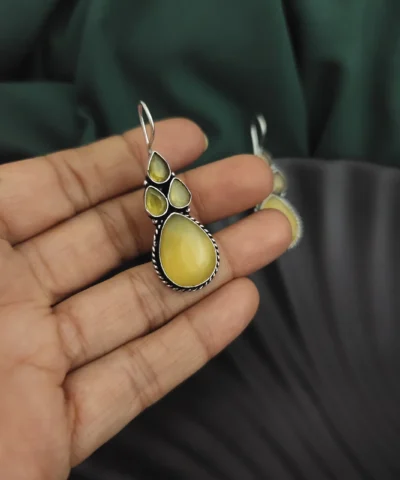 Glamaya Semi Precious Stones Hook Earring Yellow 2 GLAM-ER-ST-22-620709-43-5