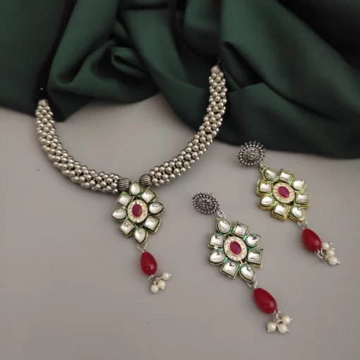 Glamaya Oxidised Ghungroo Fusion Necklace Earring Set 6 GLAM-CN-OX-18-233443-33-5 Glamaya Oxidised Ghungroo Fusion Necklace Earring Set 6 GLAM-CN-OX-18-233443-33-5