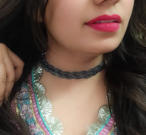 Glamaya Jagrati German Silver Sleek Choker Necklace 3 GLAM-NE-OX-33F3-027844-55-3 Glamaya Jagrati German Silver Sleek Choker Necklace 3 GLAM-NE-OX-33F3-027844-55-3