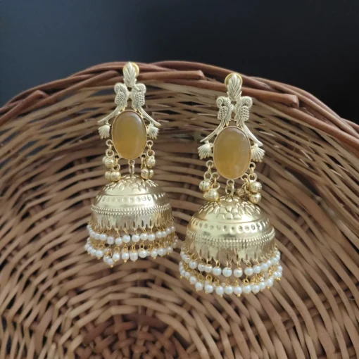 Glamaya Raha Golden Light Weight Jhumka 13 GLAM-ER-MF-90-530431-123-5 Glamaya Raha Golden Light Weight Jhumka 13 GLAM-ER-MF-90-530431-123-5