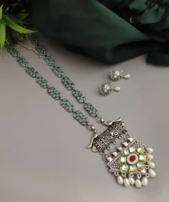 Glamaya Aadrika Long Oxidised Long Necklace Earring Set 4 GLAM-CN-OX-15-613041-21-10