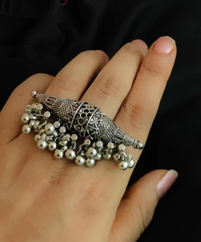 Glamaya Ethnic Oxidised Adjustable Finger Ring 1 GLAM-RI-OX-10-126323-20-3