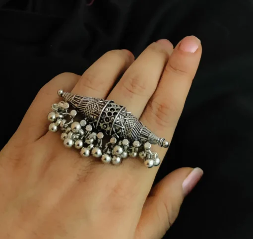 Glamaya Ethnic Oxidised Adjustable Finger Ring 1 GLAM-RI-OX-10-126323-20-3