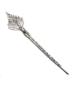 Glamaya Oxidized Leaf Design German Silver Hair Bun Stick 1 GLAM-HA-OX-25-504765-55-2