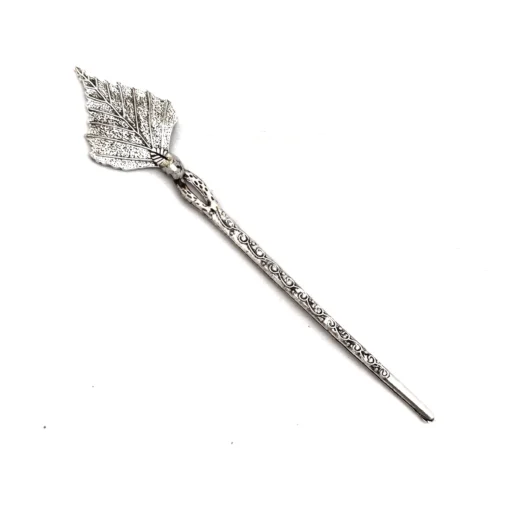 Glamaya Oxidized Leaf Design German Silver Hair Bun Stick 1 GLAM-HA-OX-25-504765-55-2