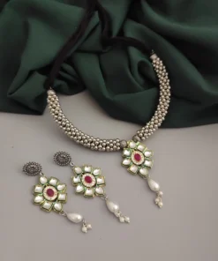 Glamaya Oxidised Ghungroo Fusion Necklace Earring Set 4 GLAM-CN-OX-18-233443-33-5