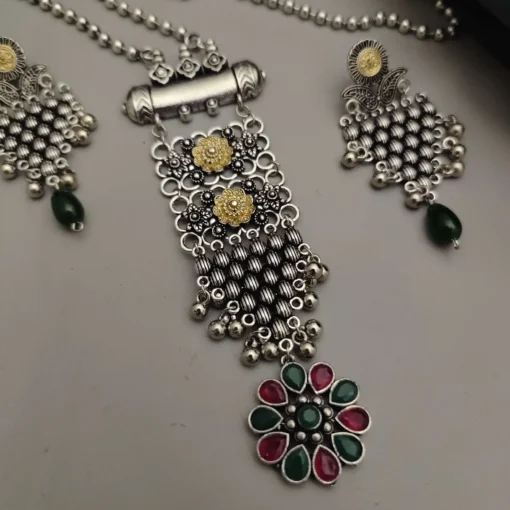 Glamaya Aarohi Oxidised Two Tone Long Chain Necklace Set 2 GLAM-CN-TT-60-594353-105-2 Glamaya Aarohi Oxidised Two Tone Long Chain Necklace Set 2 GLAM-CN-TT-60-594353-105-2