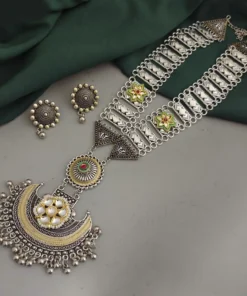 Glamaya Kanishka Oxidised Long Fusion Necklace Earring Set 1 GLAM-CN-OX-16-982181-22-10