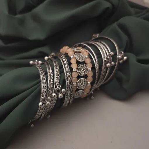 Glamaya Oxidised Bangles Combo Set Of 17 Pc Peach 1 GLAM-CB-OX-30-502695-38-10
