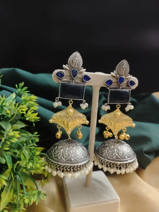 Glamaya Shanaya Silver Replica Two Tone Jhumka Earring 11 GLAM-ER-TT-80-332500-110-5 Glamaya Shanaya Silver Replica Two Tone Jhumka Earring 11 GLAM-ER-TT-80-332500-110-5