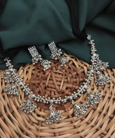 Glamaya Akshara Jhumki Necklace Earring Set 1 GLAM-CN-OX-23F3-750314-45-3