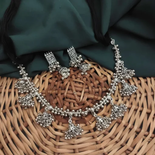 Glamaya Akshara Jhumki Necklace Earring Set 1 GLAM-CN-OX-23F3-750314-45-3