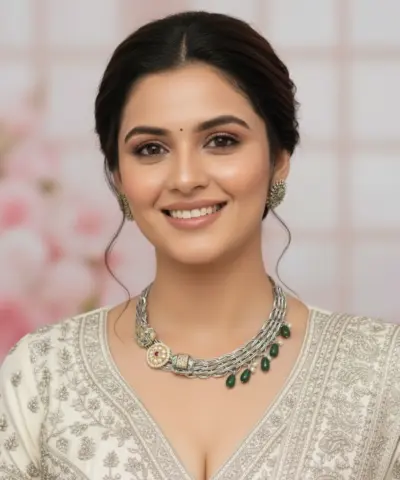 Glamaya Elegant Hasli Choker Necklace Set with Elephant Design