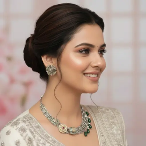 Elegant Hasli Choker Necklace Set with Elephant DesignElegant Hasli Choker Necklace Set with Elephant Design 2 Glamaya Elegant Hasli Choker Necklace Set with Elephant Design