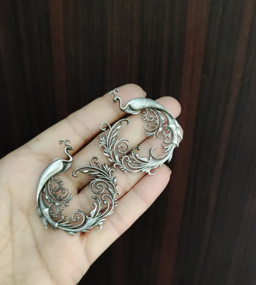 Glamaya Oxidized Silver Lookalike Antique Peacock Earring 2 GLAM-ER-OX-2F5-214029-9-2 Glamaya Oxidized Silver Lookalike Antique Peacock Earring 2 GLAM-ER-OX-2F5-214029-9-2