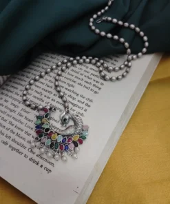 Glamaya Pritha Silver Replica Brass Peacock Chain Necklace 6 GLAM-NE-BR-21F4-231761-43-7 Glamaya Pritha Silver Replica Brass Peacock Chain Necklace 6 GLAM-NE-BR-21F4-231761-43-7