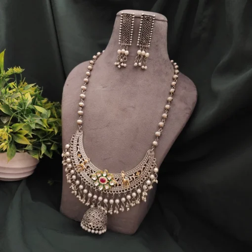 Glamaya Heer Oxidised Long Necklace Earring Set 3 GLAM-CN-OX-22F9-853132-43-7 Glamaya Heer Oxidised Long Necklace Earring Set 3 GLAM-CN-OX-22F9-853132-43-7